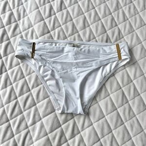 Victoria's Secret White Bikini Bottoms with Gold Accents - Small